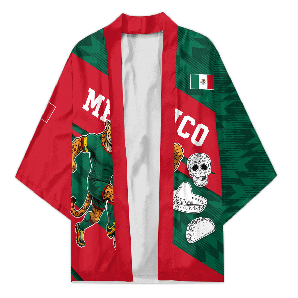 Personalized Mexico Football Jaguar Mascot Kimono Sugar Skull Sombrero Aztec