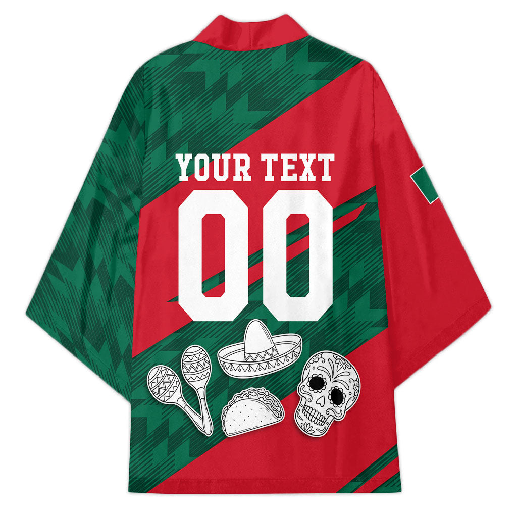 Personalized Mexico Football Jaguar Mascot Kimono Sugar Skull Sombrero Aztec
