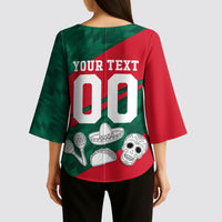 Personalized Mexico Football Jaguar Mascot Kimono Sleeve Blouse Sugar Skull Sombrero Aztec