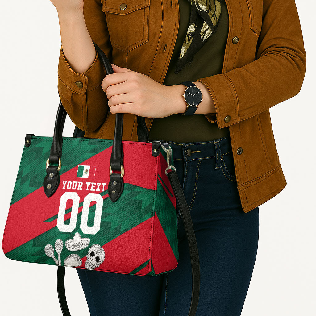 Personalized Mexico Football Jaguar Mascot Leather Bag Sugar Skull Sombrero Aztec