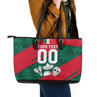 Personalized Mexico Football Jaguar Mascot Leather Tote Bag Sugar Skull Sombrero Aztec