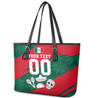 Personalized Mexico Football Jaguar Mascot Leather Tote Bag Sugar Skull Sombrero Aztec