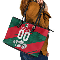 Personalized Mexico Football Jaguar Mascot Leather Tote Bag Sugar Skull Sombrero Aztec