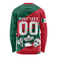 Personalized Mexico Football Jaguar Mascot Long Sleeve Shirt Sugar Skull Sombrero Aztec