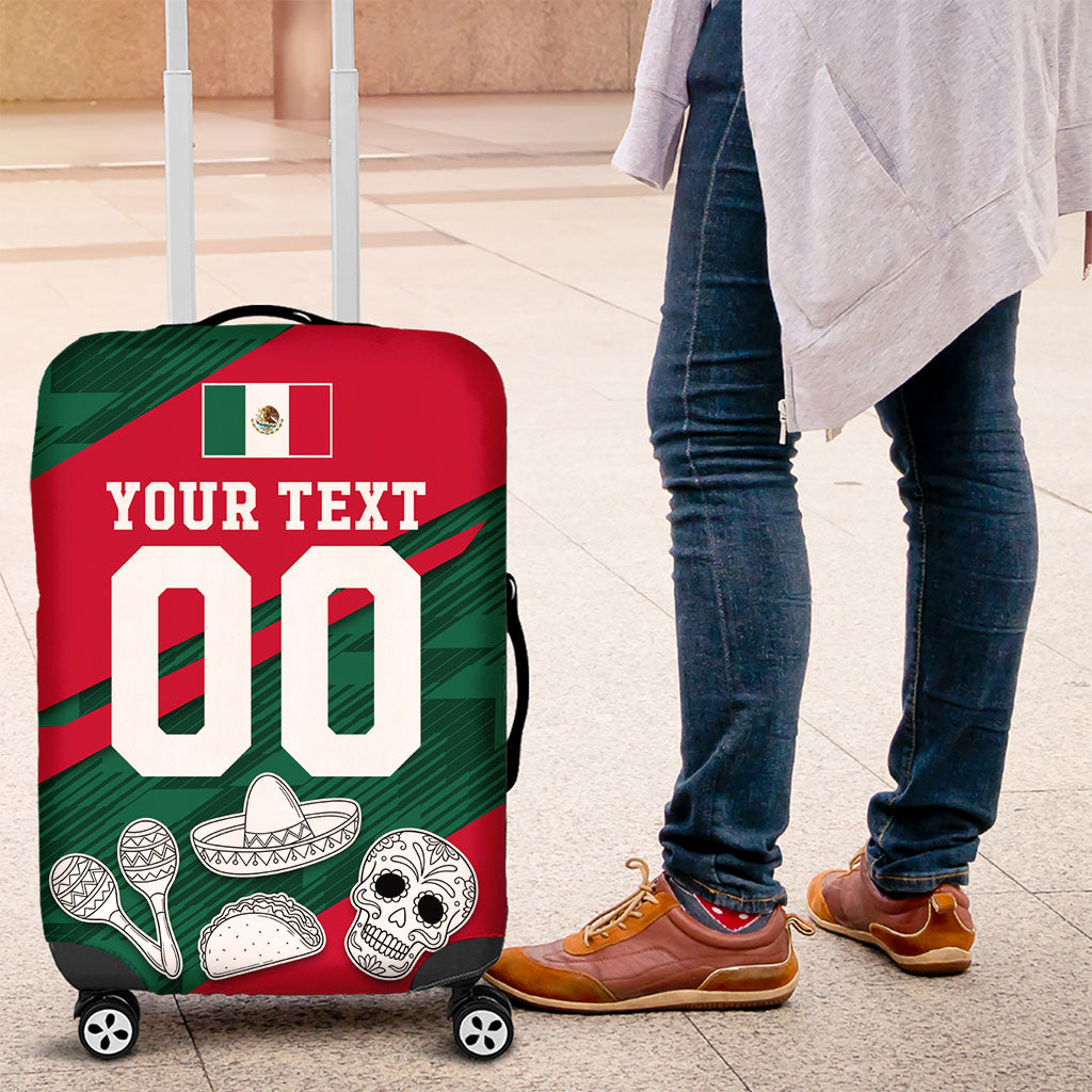 Personalized Mexico Football Jaguar Mascot Luggage Cover Sugar Skull Sombrero Aztec