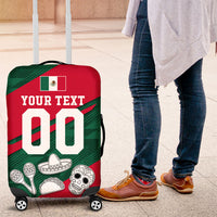 Personalized Mexico Football Jaguar Mascot Luggage Cover Sugar Skull Sombrero Aztec