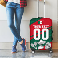 Personalized Mexico Football Jaguar Mascot Luggage Cover Sugar Skull Sombrero Aztec