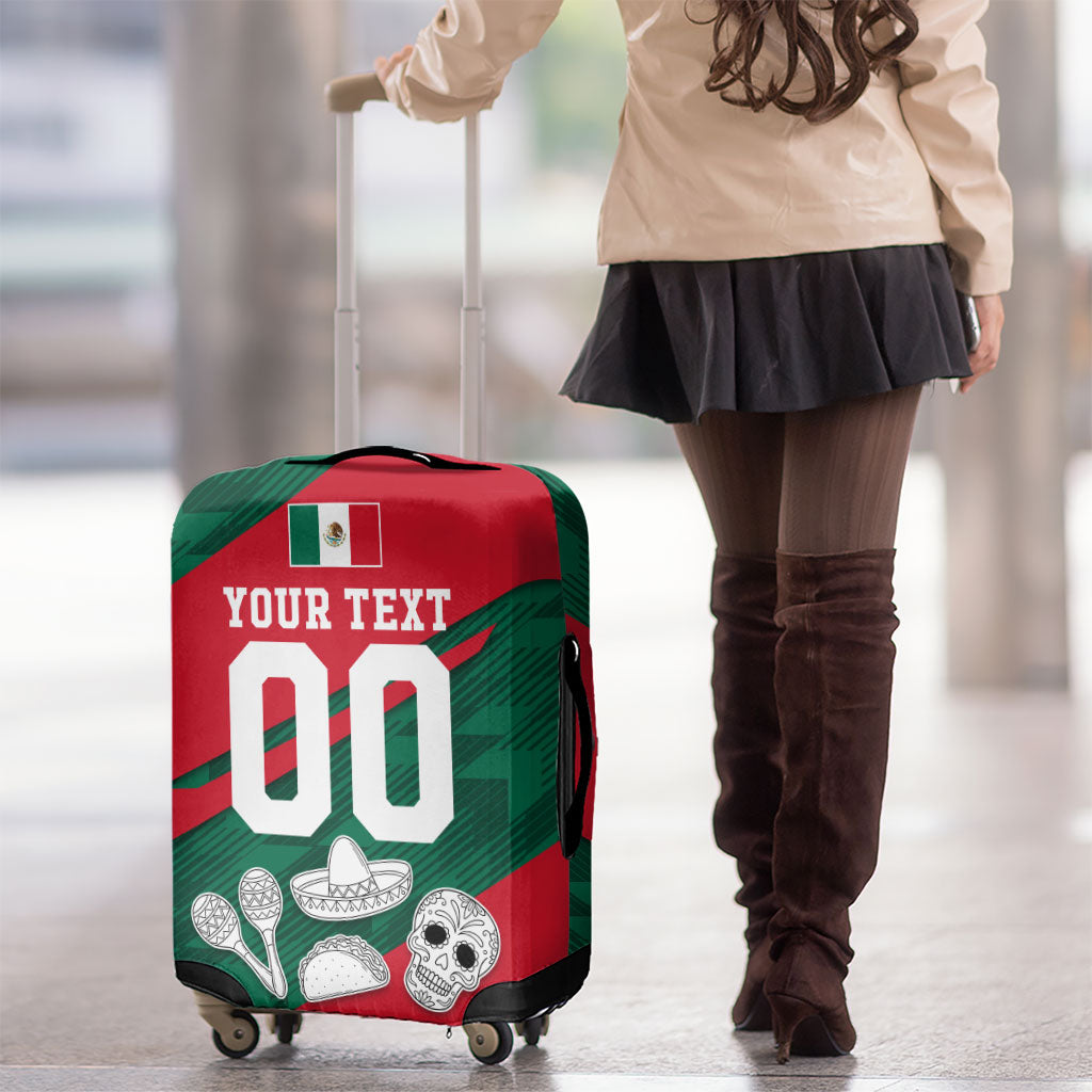 Personalized Mexico Football Jaguar Mascot Luggage Cover Sugar Skull Sombrero Aztec