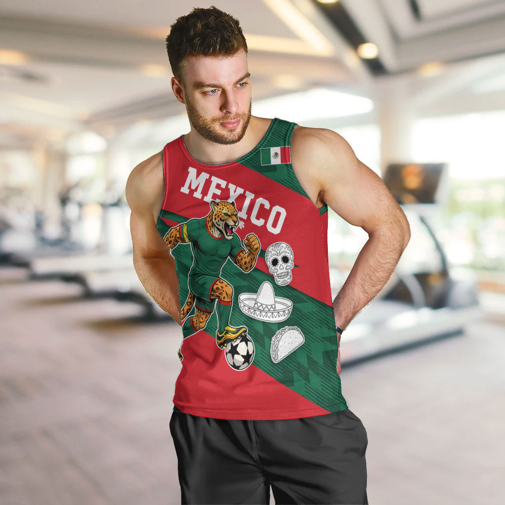 Personalized Mexico Football Jaguar Mascot Men Tank Top Sugar Skull Sombrero Aztec