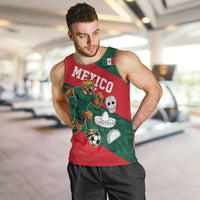 Personalized Mexico Football Jaguar Mascot Men Tank Top Sugar Skull Sombrero Aztec