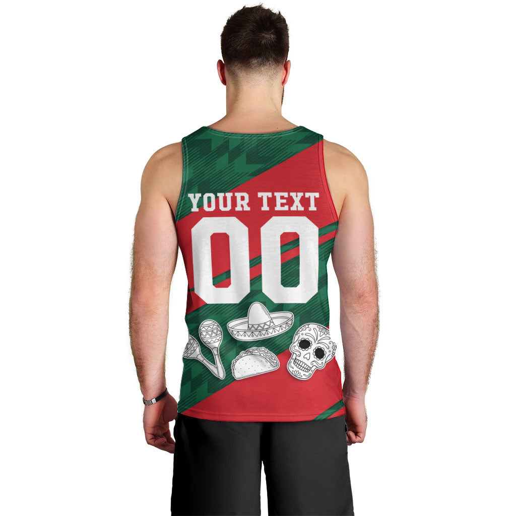 Personalized Mexico Football Jaguar Mascot Men Tank Top Sugar Skull Sombrero Aztec