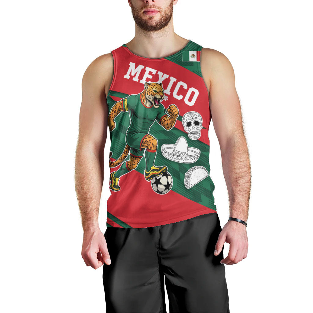 Personalized Mexico Football Jaguar Mascot Men Tank Top Sugar Skull Sombrero Aztec