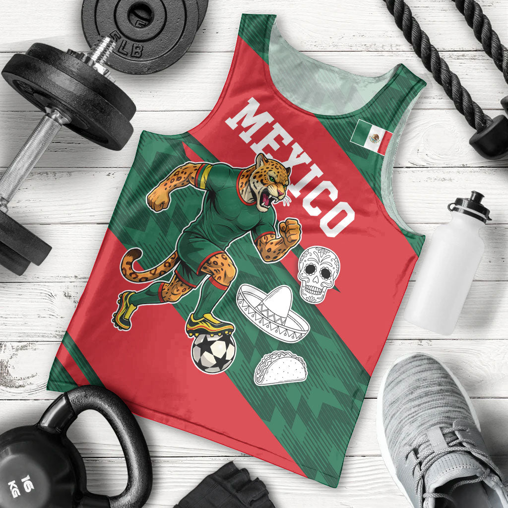 Personalized Mexico Football Jaguar Mascot Men Tank Top Sugar Skull Sombrero Aztec
