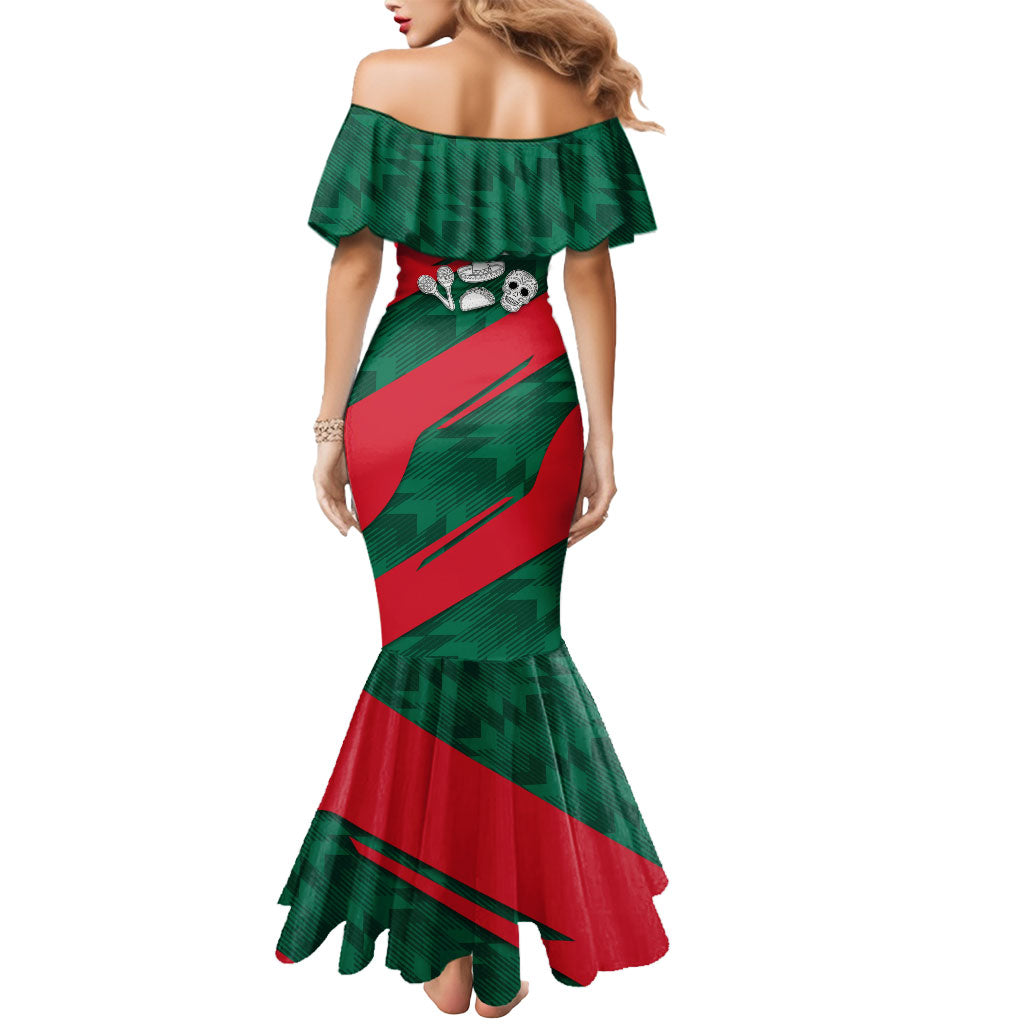 Personalized Mexico Football Jaguar Mascot Mermaid Dress Sugar Skull Sombrero Aztec