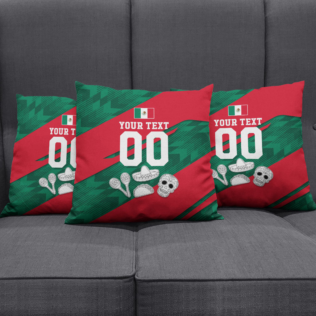 Personalized Mexico Football Jaguar Mascot Pillow Cover Sugar Skull Sombrero Aztec