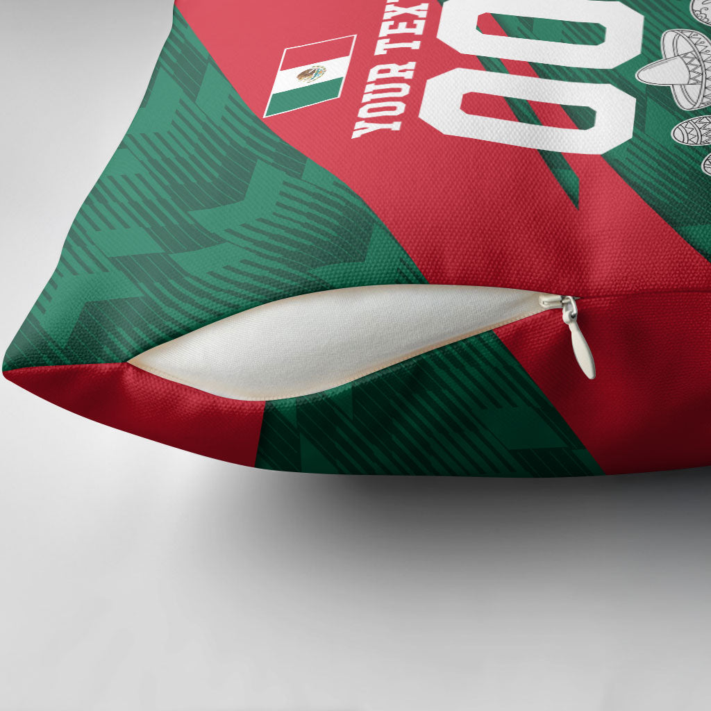 Personalized Mexico Football Jaguar Mascot Pillow Cover Sugar Skull Sombrero Aztec