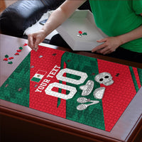 Personalized Mexico Football Jaguar Mascot Puzzle Sugar Skull Sombrero Aztec
