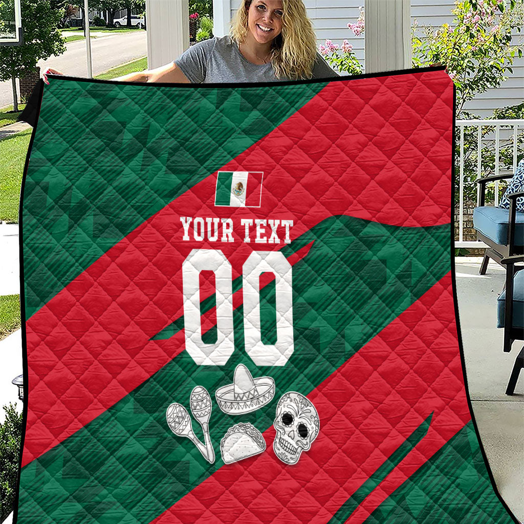Personalized Mexico Football Jaguar Mascot Quilt Sugar Skull Sombrero Aztec