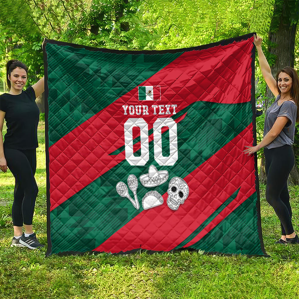 Personalized Mexico Football Jaguar Mascot Quilt Sugar Skull Sombrero Aztec