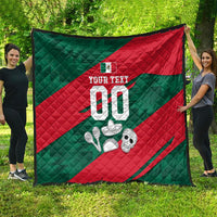 Personalized Mexico Football Jaguar Mascot Quilt Sugar Skull Sombrero Aztec