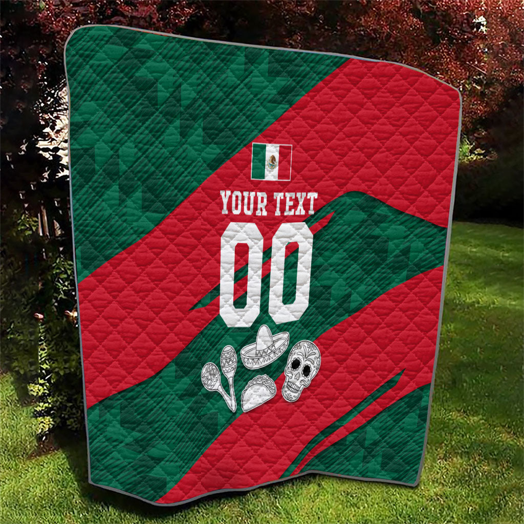 Personalized Mexico Football Jaguar Mascot Quilt Sugar Skull Sombrero Aztec