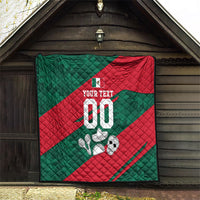 Personalized Mexico Football Jaguar Mascot Quilt Sugar Skull Sombrero Aztec