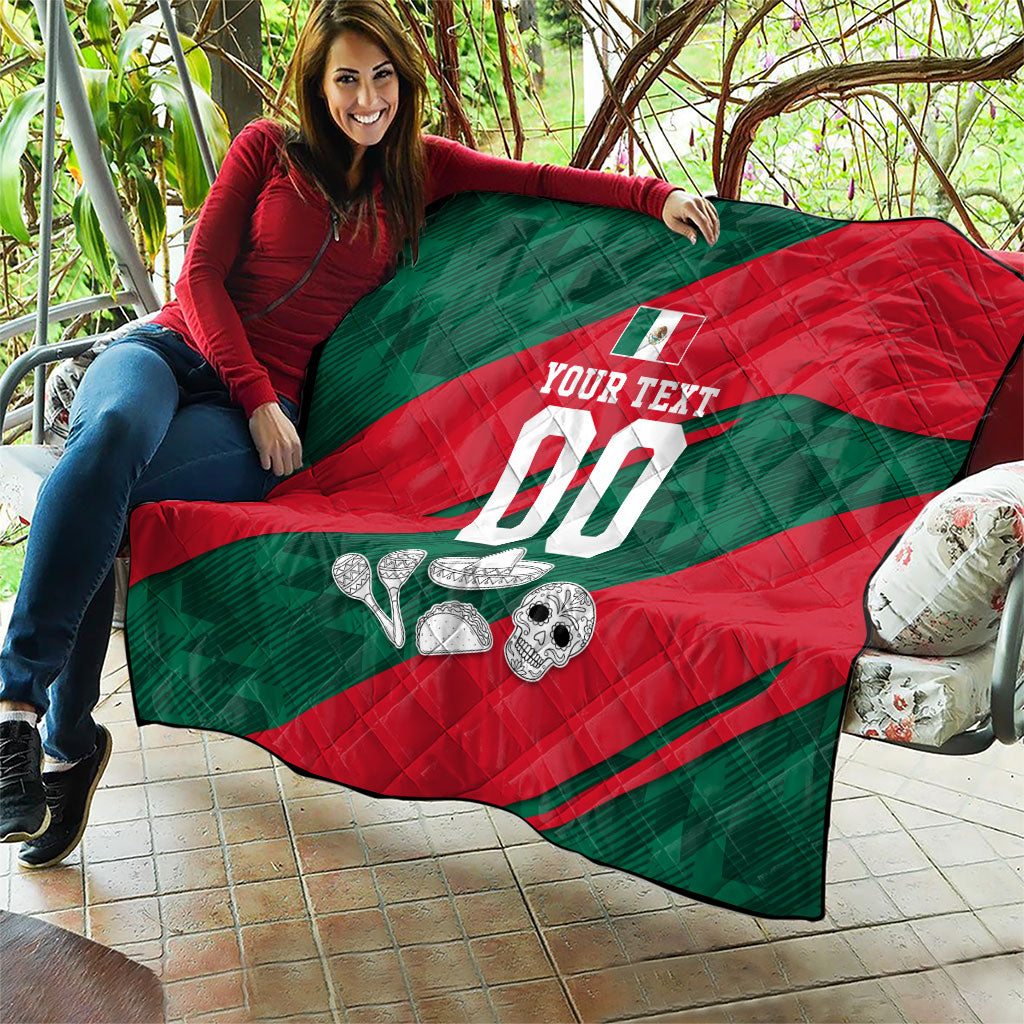 Personalized Mexico Football Jaguar Mascot Quilt Sugar Skull Sombrero Aztec