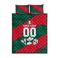 Personalized Mexico Football Jaguar Mascot Quilt Bed Set Sugar Skull Sombrero Aztec