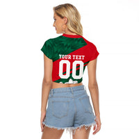 Personalized Mexico Football Jaguar Mascot Raglan Cropped T Shirt Sugar Skull Sombrero Aztec