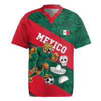 Personalized Mexico Football Jaguar Mascot Rugby Jersey Sugar Skull Sombrero Aztec