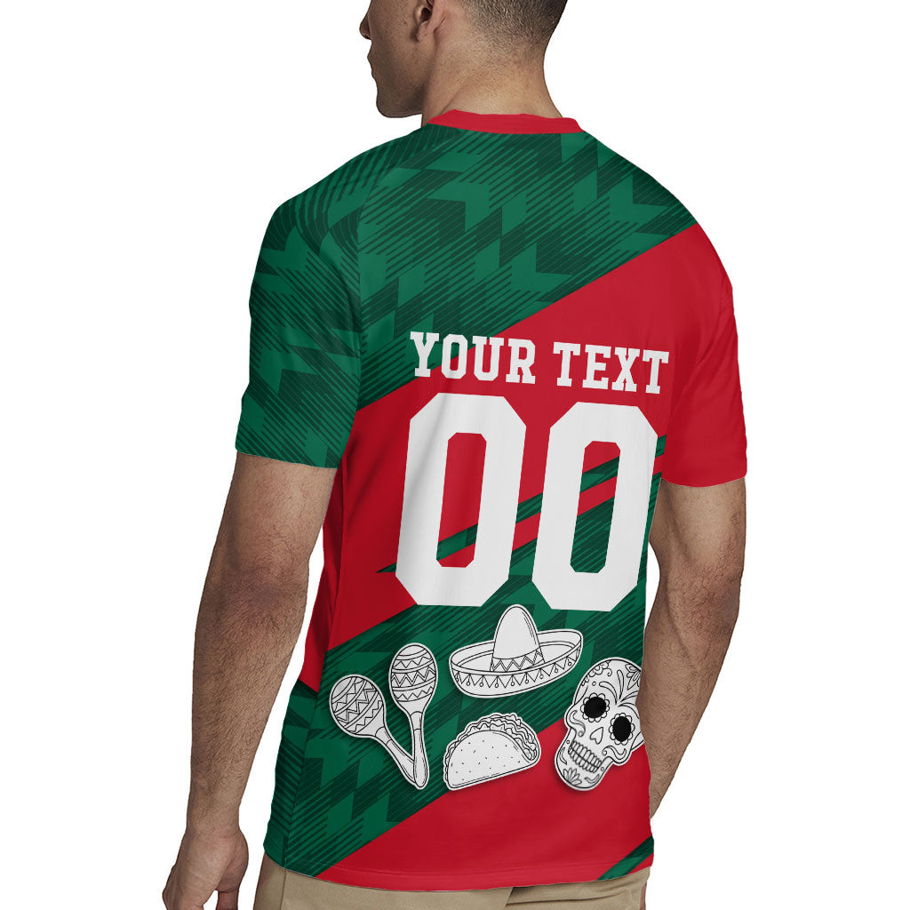 Personalized Mexico Football Jaguar Mascot Rugby Jersey Sugar Skull Sombrero Aztec