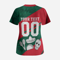 Personalized Mexico Football Jaguar Mascot Scrub Top Sugar Skull Sombrero Aztec