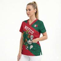 Personalized Mexico Football Jaguar Mascot Scrub Top Sugar Skull Sombrero Aztec