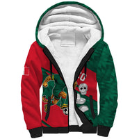 Personalized Mexico Football Jaguar Mascot Sherpa Hoodie Sugar Skull Sombrero Aztec
