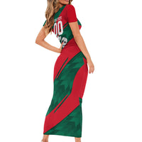 Personalized Mexico Football Jaguar Mascot Short Sleeve Bodycon Dress Sugar Skull Sombrero Aztec