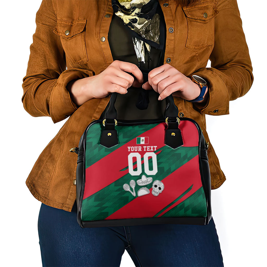 Personalized Mexico Football Jaguar Mascot Shoulder Handbag Sugar Skull Sombrero Aztec