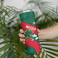 Personalized Mexico Football Jaguar Mascot Skinny Tumbler Sugar Skull Sombrero Aztec