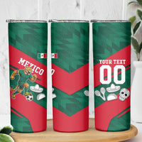 Personalized Mexico Football Jaguar Mascot Skinny Tumbler Sugar Skull Sombrero Aztec