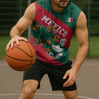 Personalized Mexico Football Jaguar Mascot Sleeveless Hoodie Sugar Skull Sombrero Aztec