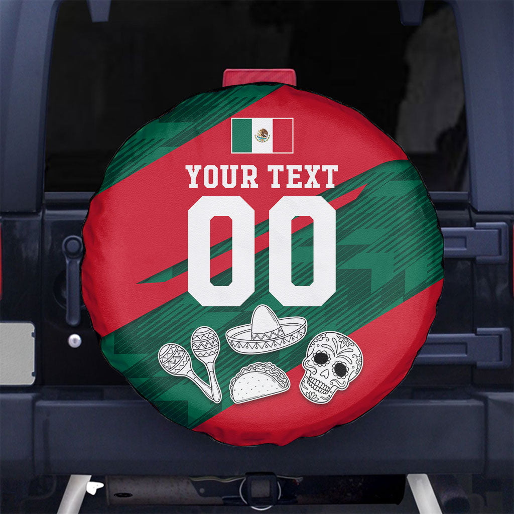 Personalized Mexico Football Jaguar Mascot Spare Tire Cover Sugar Skull Sombrero Aztec