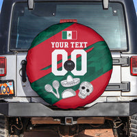 Personalized Mexico Football Jaguar Mascot Spare Tire Cover Sugar Skull Sombrero Aztec