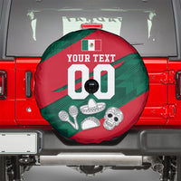 Personalized Mexico Football Jaguar Mascot Spare Tire Cover Sugar Skull Sombrero Aztec