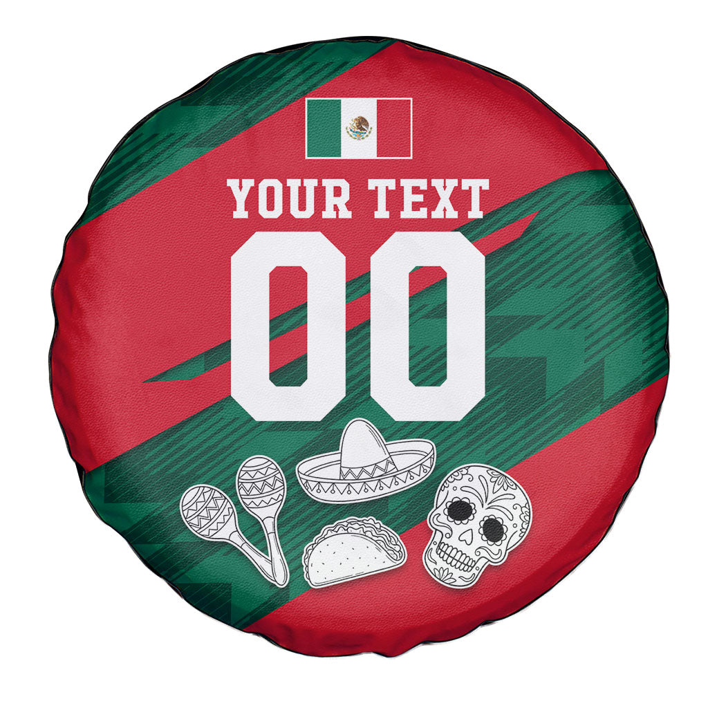 Personalized Mexico Football Jaguar Mascot Spare Tire Cover Sugar Skull Sombrero Aztec