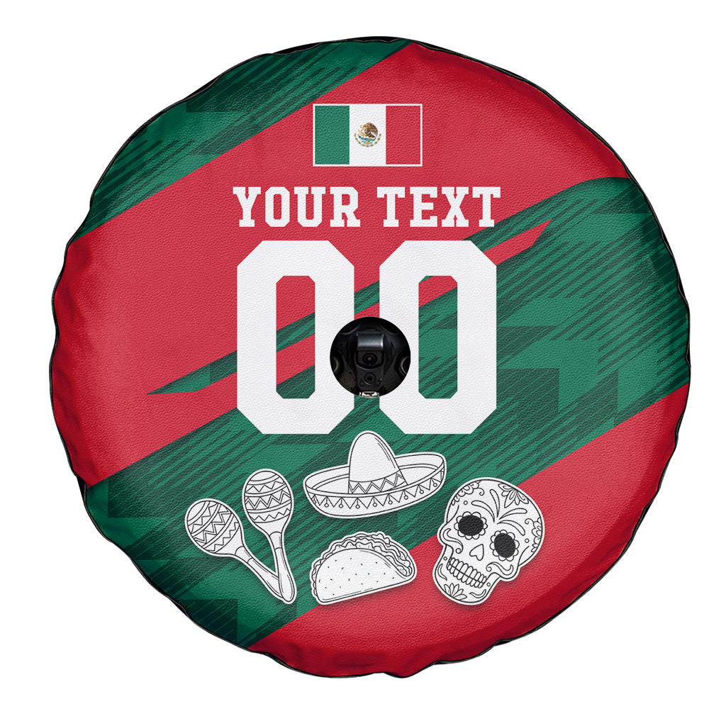 Personalized Mexico Football Jaguar Mascot Spare Tire Cover Sugar Skull Sombrero Aztec