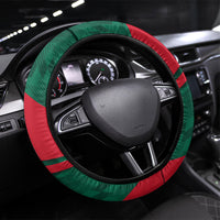 Mexico Football Jaguar Mascot Steering Wheel Cover Sugar Skull Sombrero Aztec