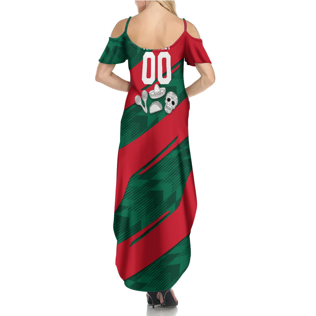 Personalized Mexico Football Jaguar Mascot Summer Maxi Dress Sugar Skull Sombrero Aztec