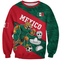 Personalized Mexico Football Jaguar Mascot Sweatshirt Sugar Skull Sombrero Aztec