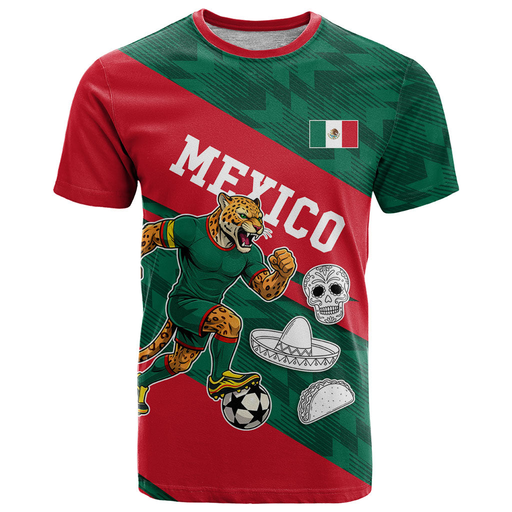 Personalized Mexico Football Jaguar Mascot T Shirt Sugar Skull Sombrero Aztec