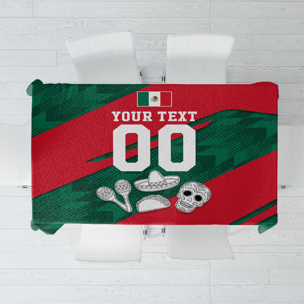 Personalized Mexico Football Jaguar Mascot Tablecloth Sugar Skull Sombrero Aztec