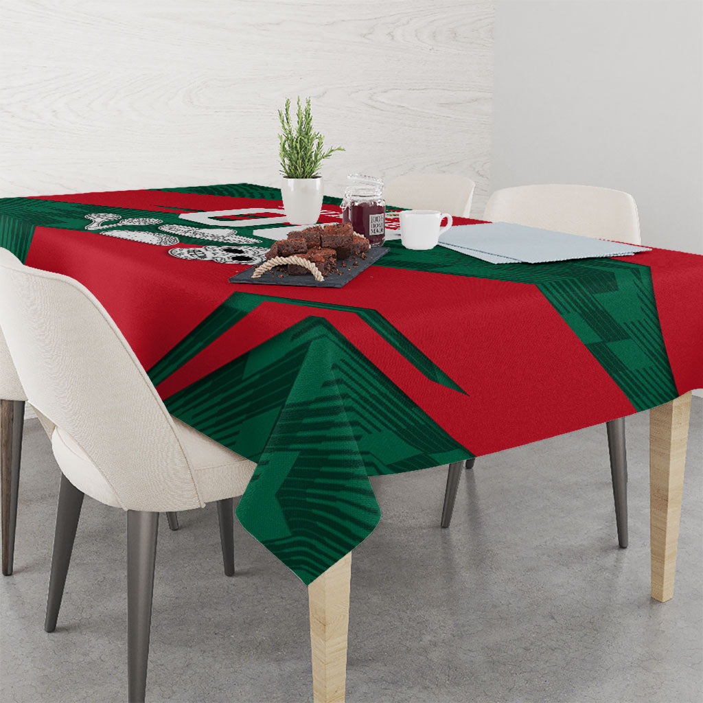 Personalized Mexico Football Jaguar Mascot Tablecloth Sugar Skull Sombrero Aztec